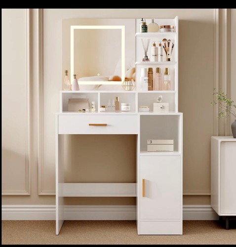 Makeup vanity desk with mirror - makeup,