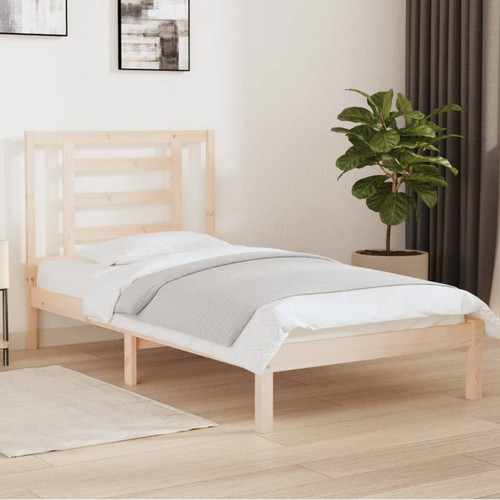 Bed frame white solid pinewood - bed,