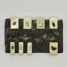 Japanese Meiji period metal & shibayama whist marker c.1880