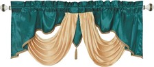 GOHD Valarie Fancy Window Valance. 54 x 18. Taffeta Fabric with Soft Satin Swag