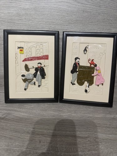Pair framed victorian street - framed,