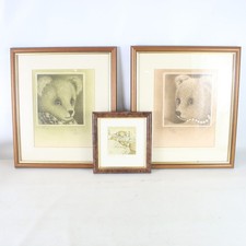 Bundle 3 x SUE WILLIS Bear Prints Framed 'Easy Bears' Signed Numbered - OTL
