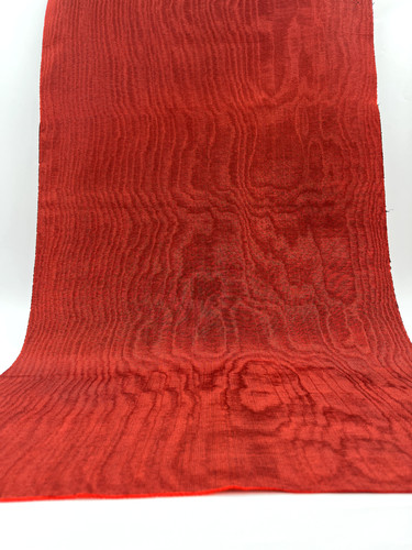 Red silk moire fabric - by, the