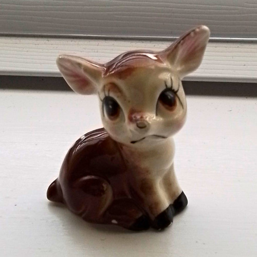 Vintage ceramic fawn deer - vintage,