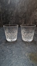 2X Unsigned  Webb Corbett Style Whisky Tumblers ( Glasses ) Georgian Pattern 3"