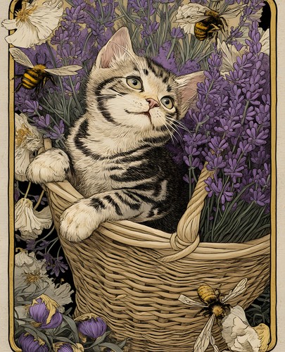 Tuxedo cat wicker basket - tuxedo,
