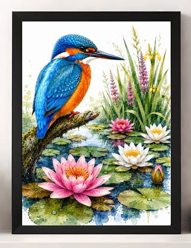 Kingfisher bird print - kingfisher, a4