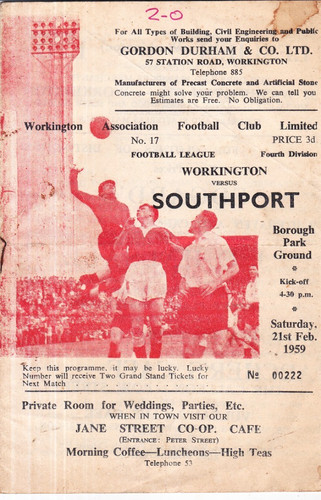 1958 1959 workington v - ,