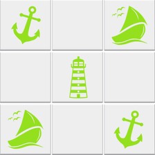 Bathroom Tile Stickers Transfers ANCHOR LIGHTHOUSE SAILBOAT Nautical Vinyl Wall