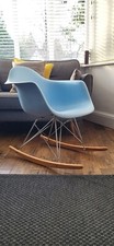 Eames inspired designer Blue Bucket Chair With Rocking Feet. Collection Only. 