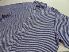 3XLT Ralph Lauren 62"  RRP $165, EUC, Blue stripe, 100% Linen L/S shirt, v.rare!
