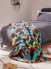 Multi Bright Football Super Soft Fleece Throw Blanket 150 x 200 cm Next