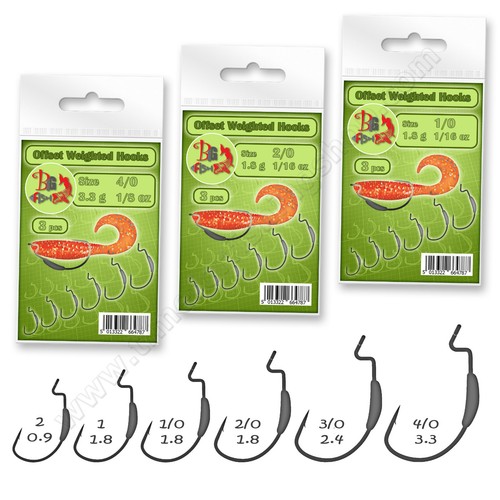 Offset hooks weighted weedless - hooks,