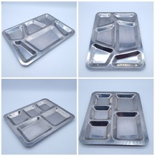 2 Stainless Steel Segmented Food Serving Dishes Indian Large Thali Dinner Plates