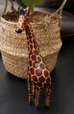 Wooden Standing Giraffe Single Solid Wood Carving Handmade Wood Africa Gift