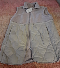 E28 BNWT TU LADIES Brown Lined LONG GILET Sleeveless Fleece Zip Coat Size 14 £36