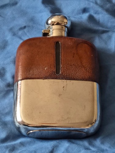 Vintage silver plate leather - plate,