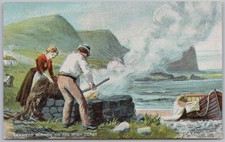 Seaweed Burning on the Irish Coast Postcard