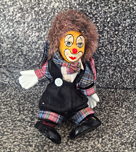 Fabric clown doll brown - fabric,