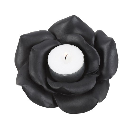 Black rose resin tealight - black,