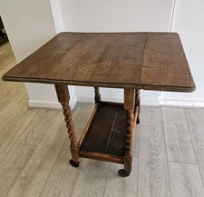 Antique oak drop leaf tea - antique,