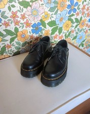 Dr. Martens 1461 Black Quad Smooth Leather Platform Shoes Size UK 5