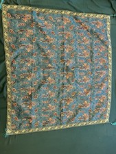Peacock Blue/gold Tasseled Persian Table/display Cloth