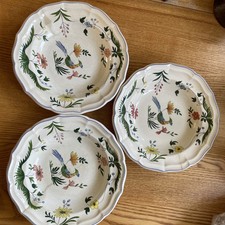 Gien France Oiseaux De Paradis 3 CRACKED soup plates