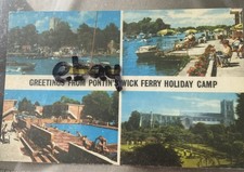 PONTINS WICK FERRY VINTAGE POSTCARD USED 1972 MULTI VIEW POOL RIVER & CHURCH ETC