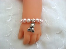 Dolls pink teddy bear - teddy, bracelet