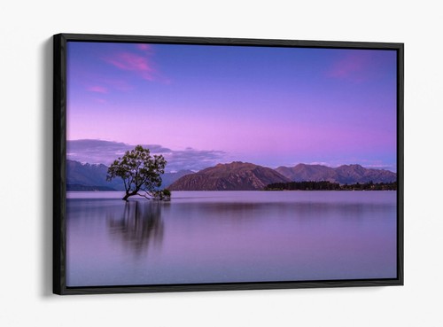 Purple lake mountain landscape - purple,