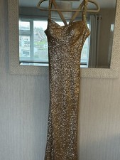 Gold Sequin Ball / Prom Dress - La Femme