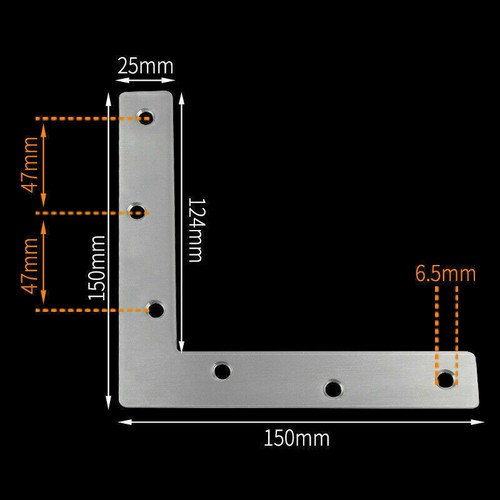 Steel flat right bracket - flat, 90°