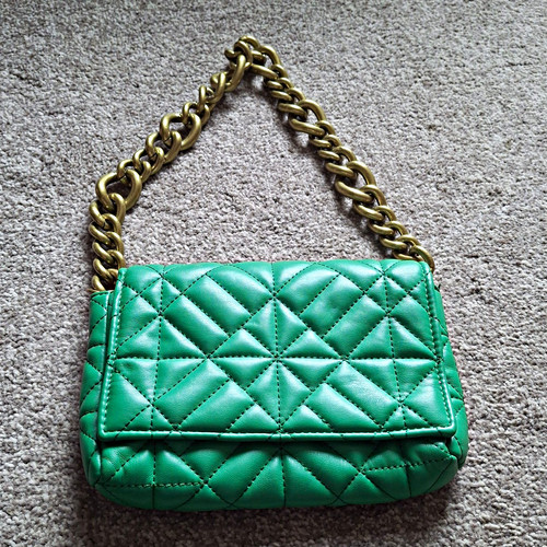 Zara green quilted faux - zara,