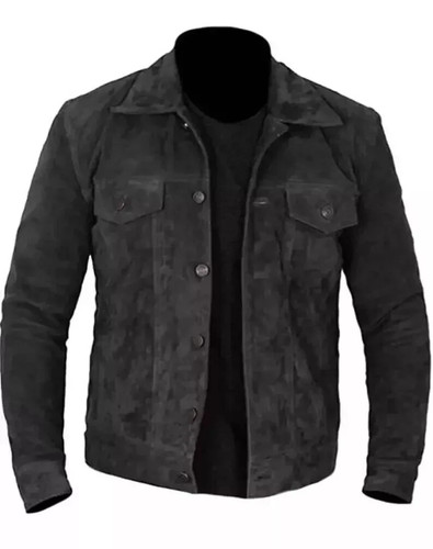 Men suede leather trucker - s,