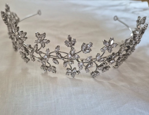 Silver tone crystal - crystal, rhinestone