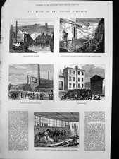 Old Print Riots Cotton Districts Haslingden Mill Ruins Hopwoods Mill 1878 19th