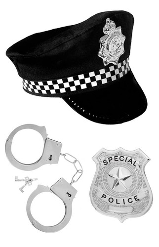 Police hat handcuffs badge - hat,