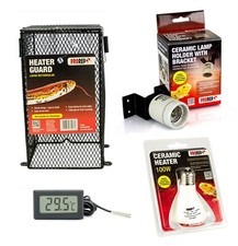 ProRep Reptile Vivarium Ceramic Heater 100W Fitting and Guard Bundle CHE
