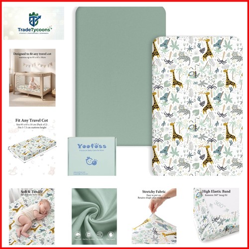 Travel cot fitted sheets - travel, x