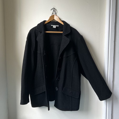 Black boiled wool - wool, jacket