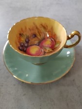 Aynsley Orchard Gold Tea Cup and Saucer Blue Stamp