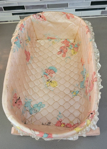 Vintage pink wicker - vintage, doll