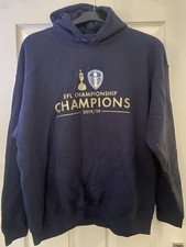 Leeds United Navy Blue Retro Football Hoodie 19/20 Champions Promotion L