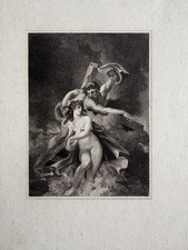 Antique Engraving 1806 Odysseus on Raft Receives Sacred Veil Goddess Leucothea