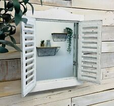 Garden Window Mirror White Shutter Wall Mount Rustic French Country Louvre Decor
