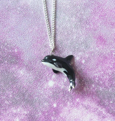 Orca whale porcelain pendant - orca,