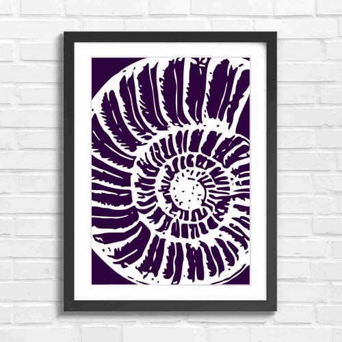 Blue and white nautilus shell - blue,