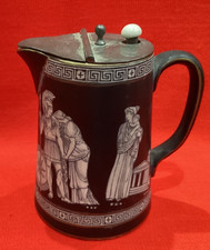 PRATTWARE MAW & CO ~ OLD GREEK ~ NEOCLASSICAL  AFTER FLAXMAN MILK JUG  METAL LID