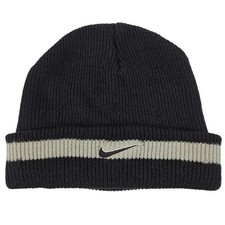 Vintage 90s Nike Mens Black Stripe Beanie Hat Warm Winter Hat One Size